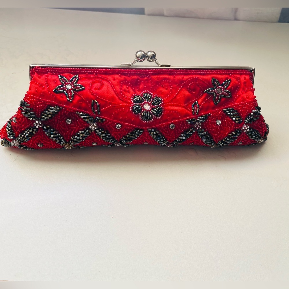 Embellished Clutch Bag (Red)